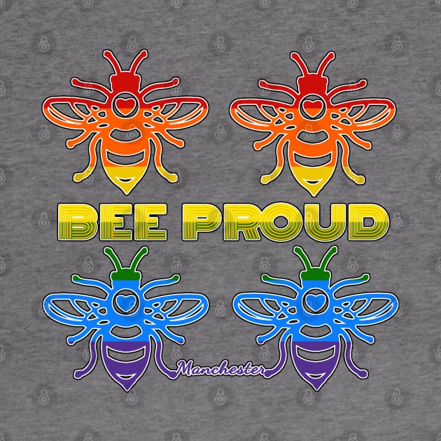 BEE PROUD. Celebrate Manchester Pride with this rainbow coloured bee design by Off the Page